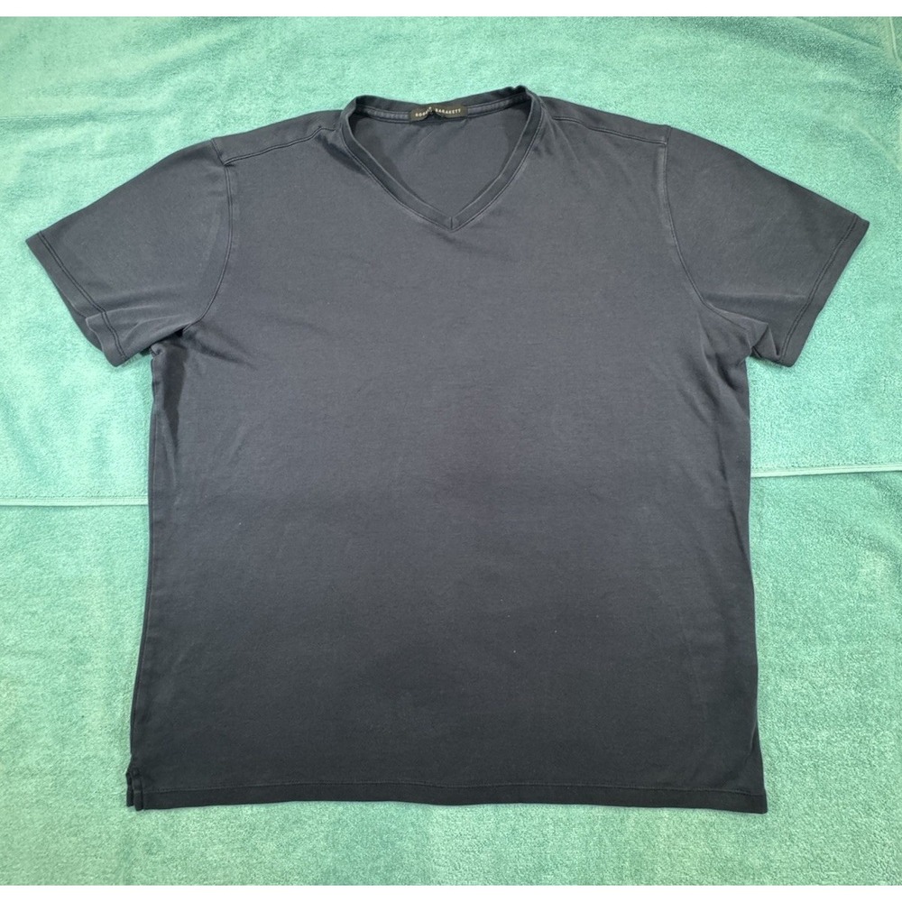 Robert Barakett Men's Large V-Neck T-Shirt Blue Short Sleeve Luxury Pima Cotton
